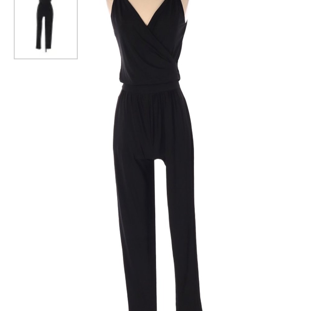 WHBM Black Knit Tapered Leg Jumpsuit, Size 6
